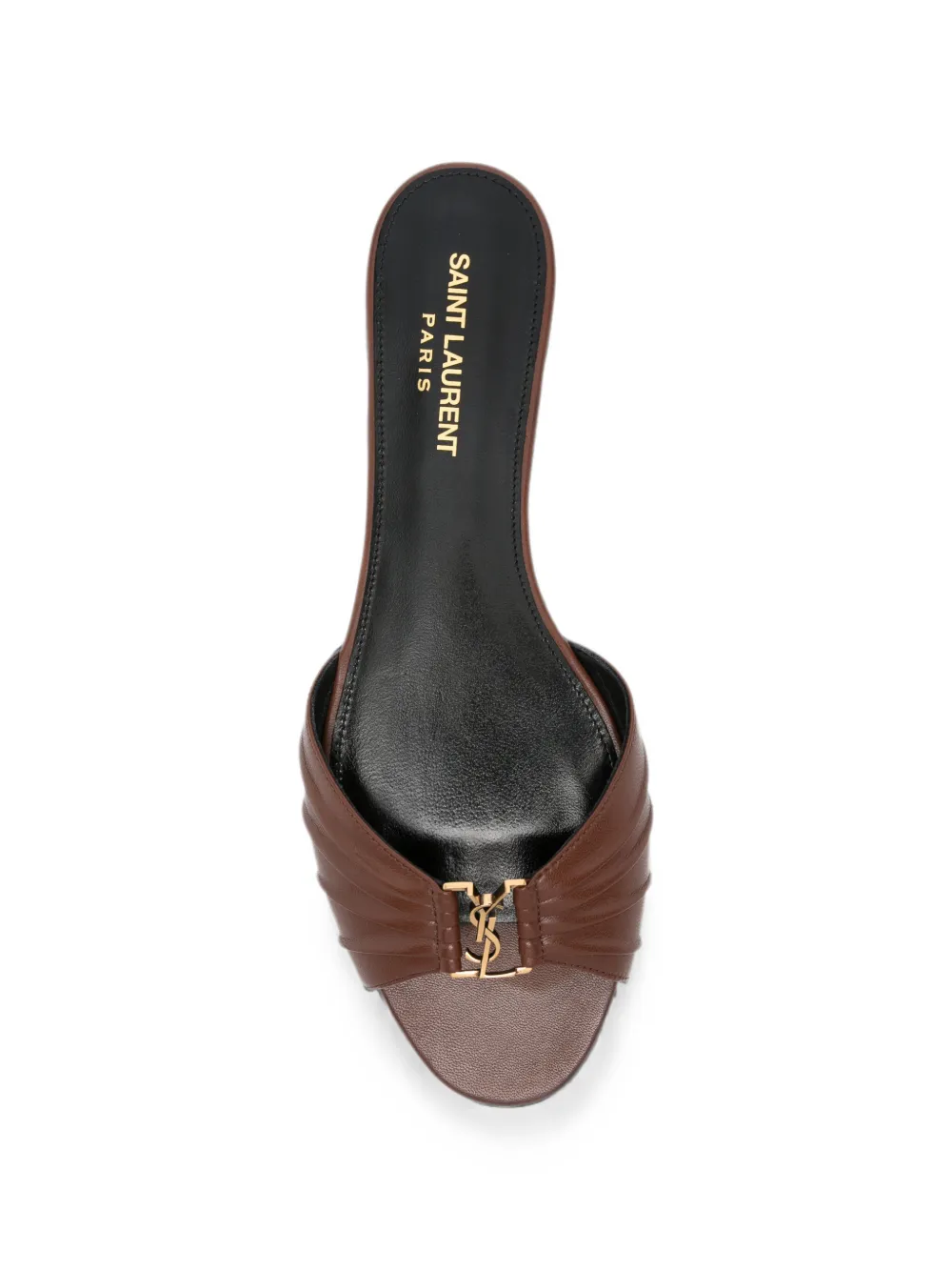 Saint Laurent Cassandra ruched leather sandals Bruin