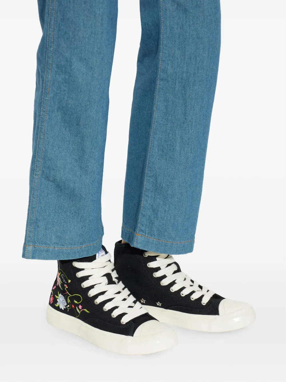 Kenzo Hoshi High floral-embroidered sneakers Zwart