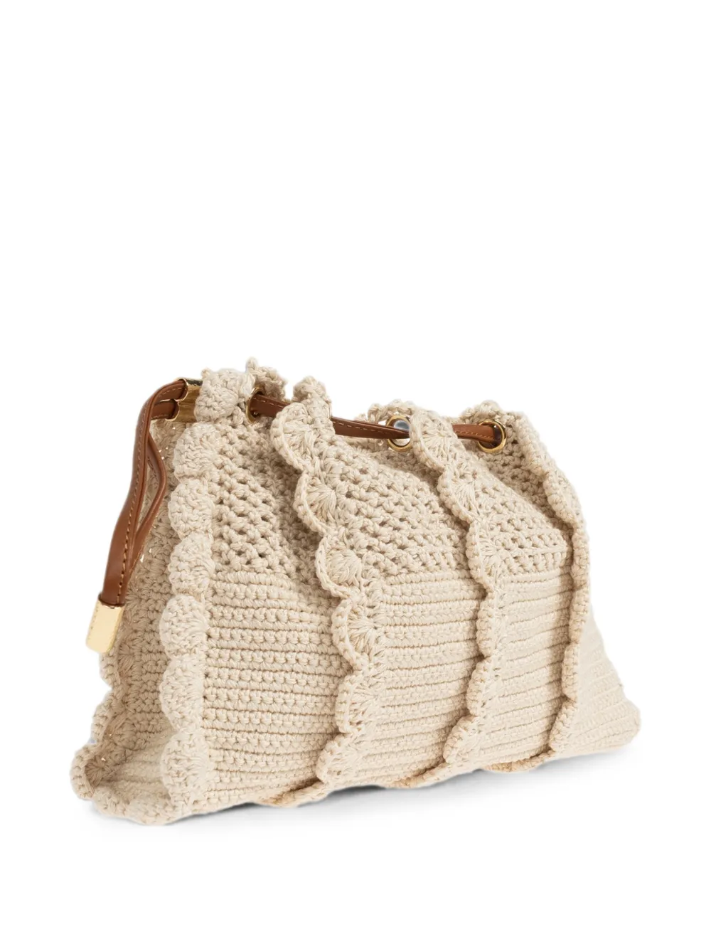 Ulla Johnson Adria Small Ruffled Crochet Clutch Bag in Neutrals, view 5