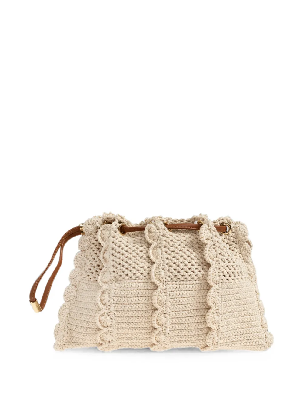 Ulla Johnson Adria Small Ruffled Crochet Clutch Bag in Neutrals, view 3