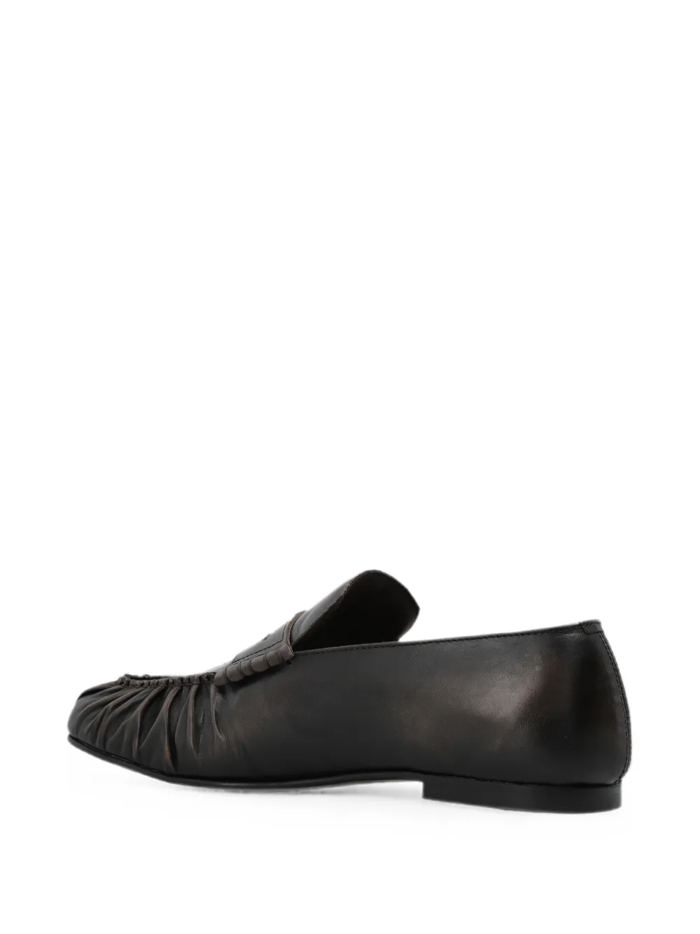 ALOHAS Aven ruched leather loafers Bruin