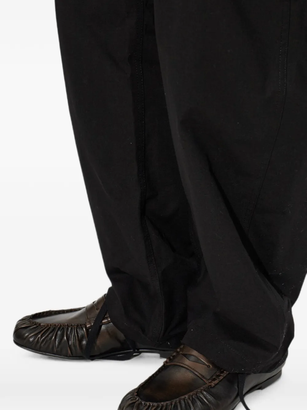 ALOHAS Aven ruched leather loafers Bruin