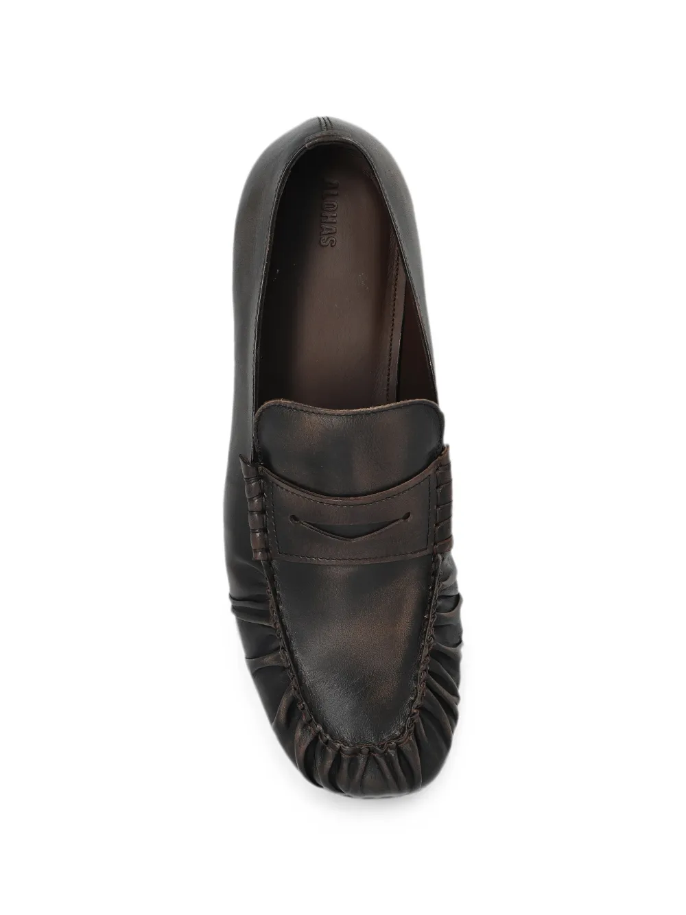 ALOHAS Aven ruched leather loafers Bruin