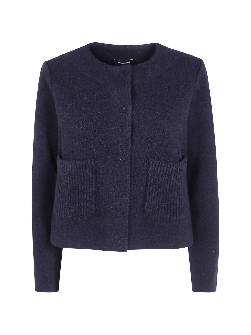 anne claire ribbed-pocket wool cardigan - Blu