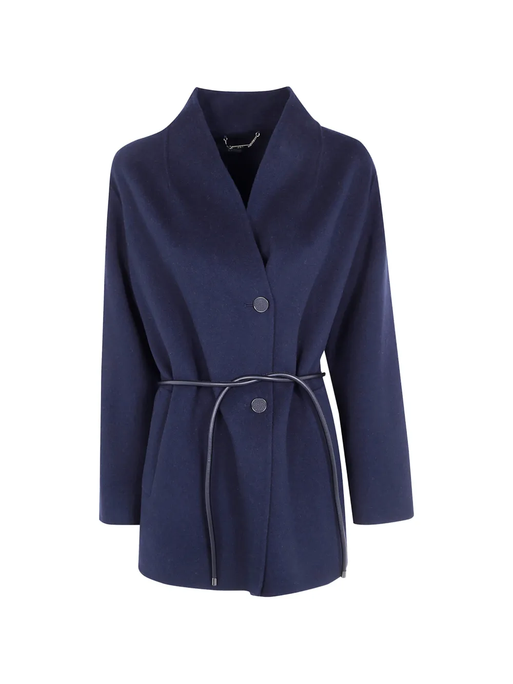 Seventy belted button-front coat - Blu
