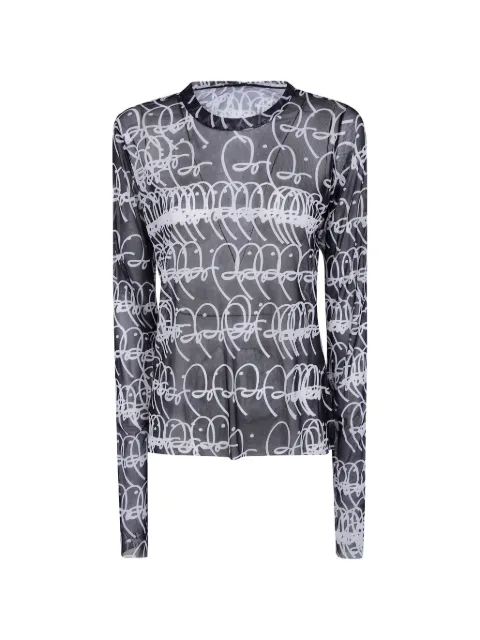 Maria Calderara graphic-print mesh T-shirt