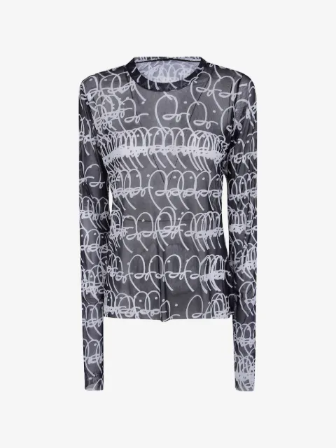 Maria Calderara graphic-print mesh T-shirt 