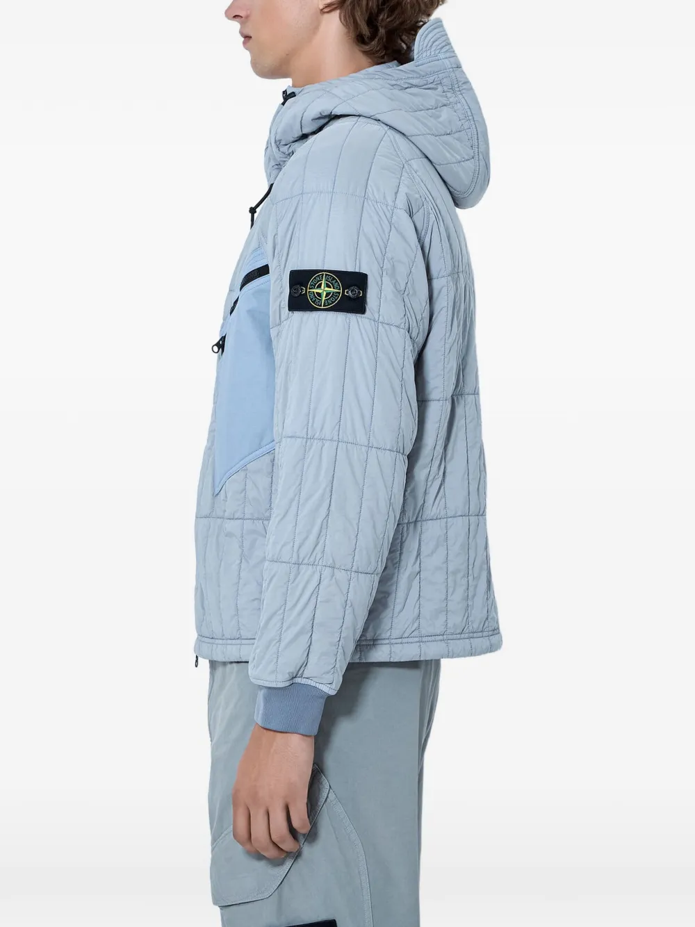 Stone Island 4100015 ultralicht nylon gewatteerd jack Grijs