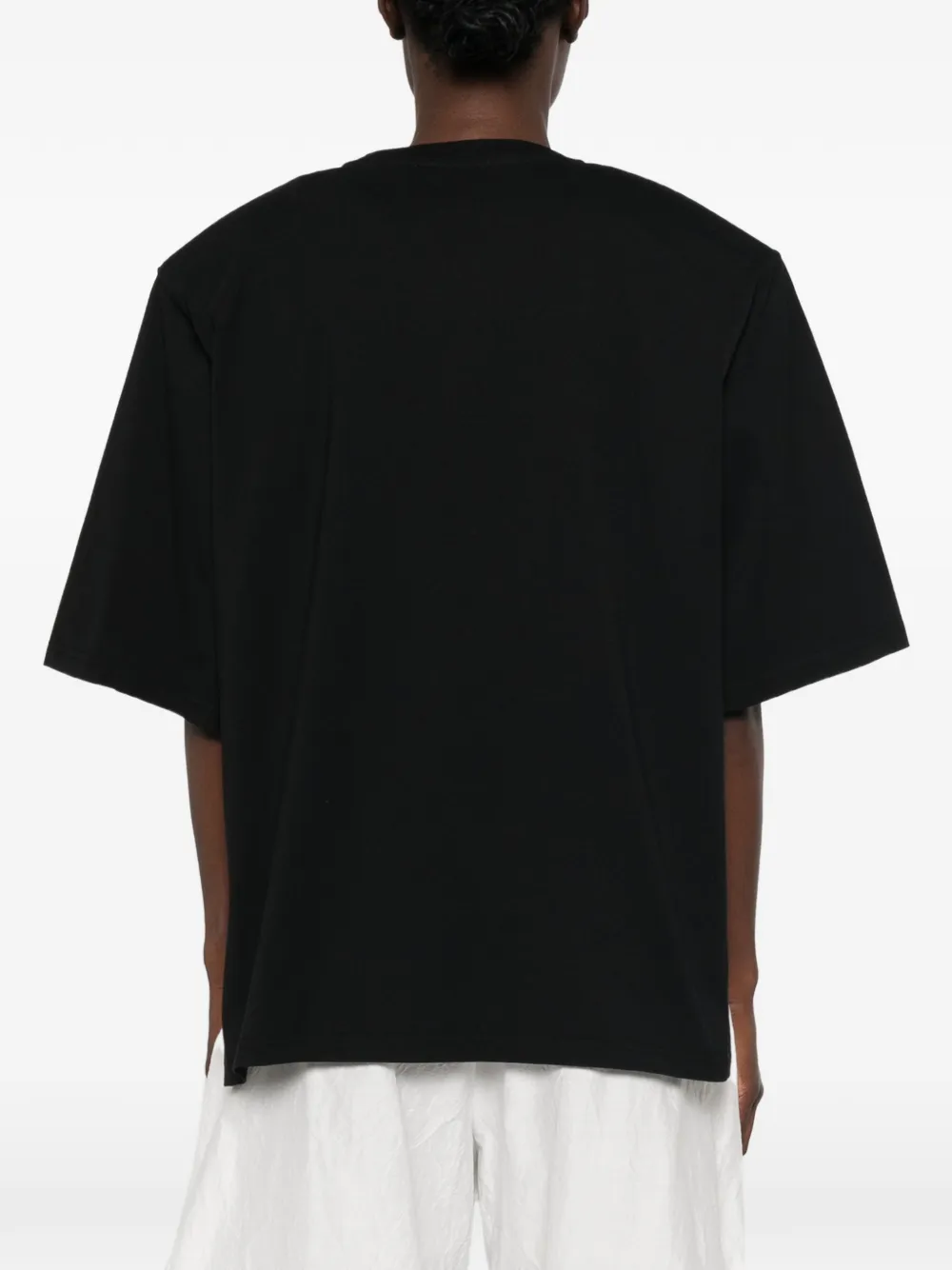 The Frankie Shop Anira padded-shoulder side-slit T-shirt Zwart