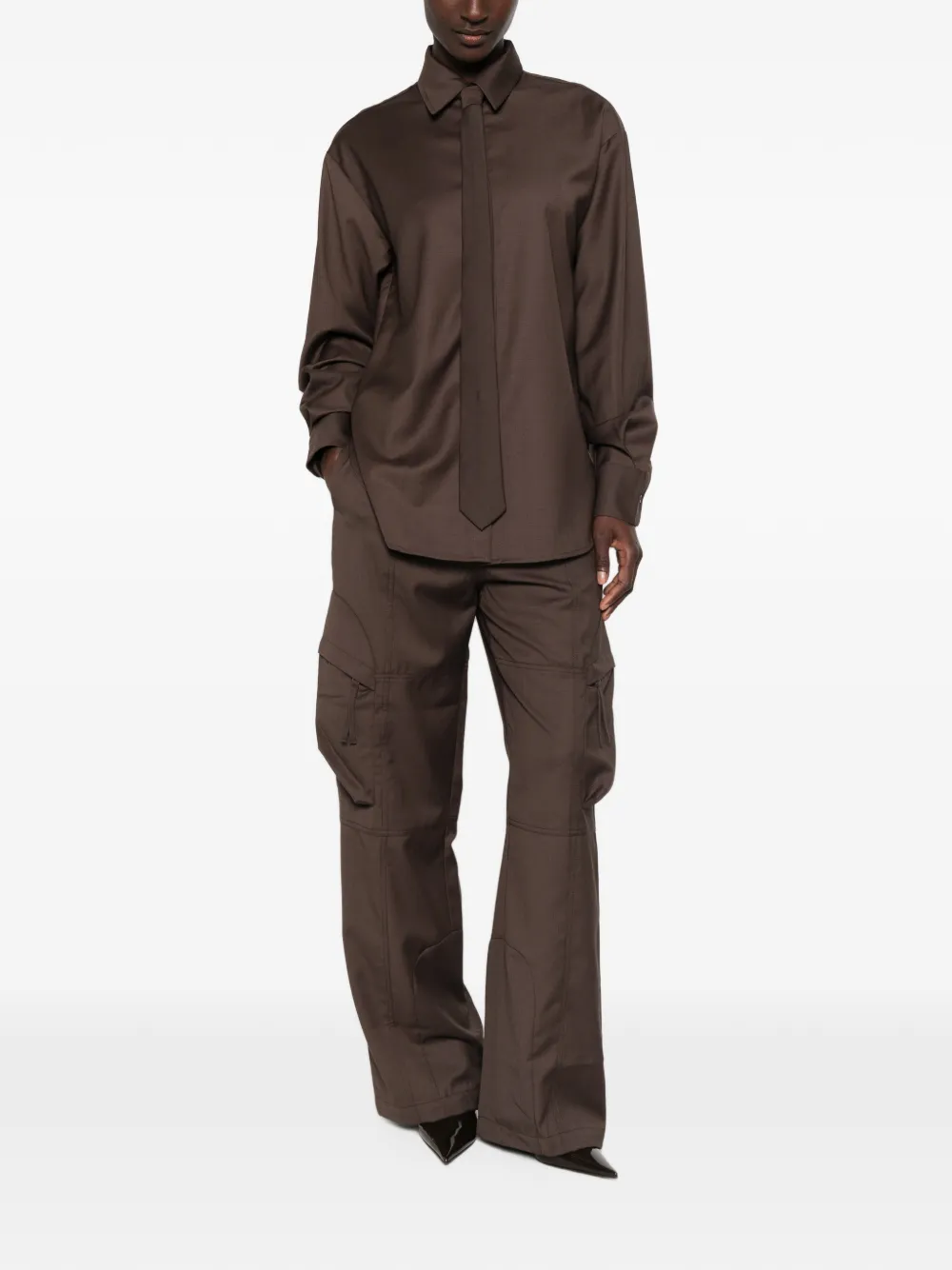 The Frankie Shop Peri Tie blouse met halsdetail Bruin