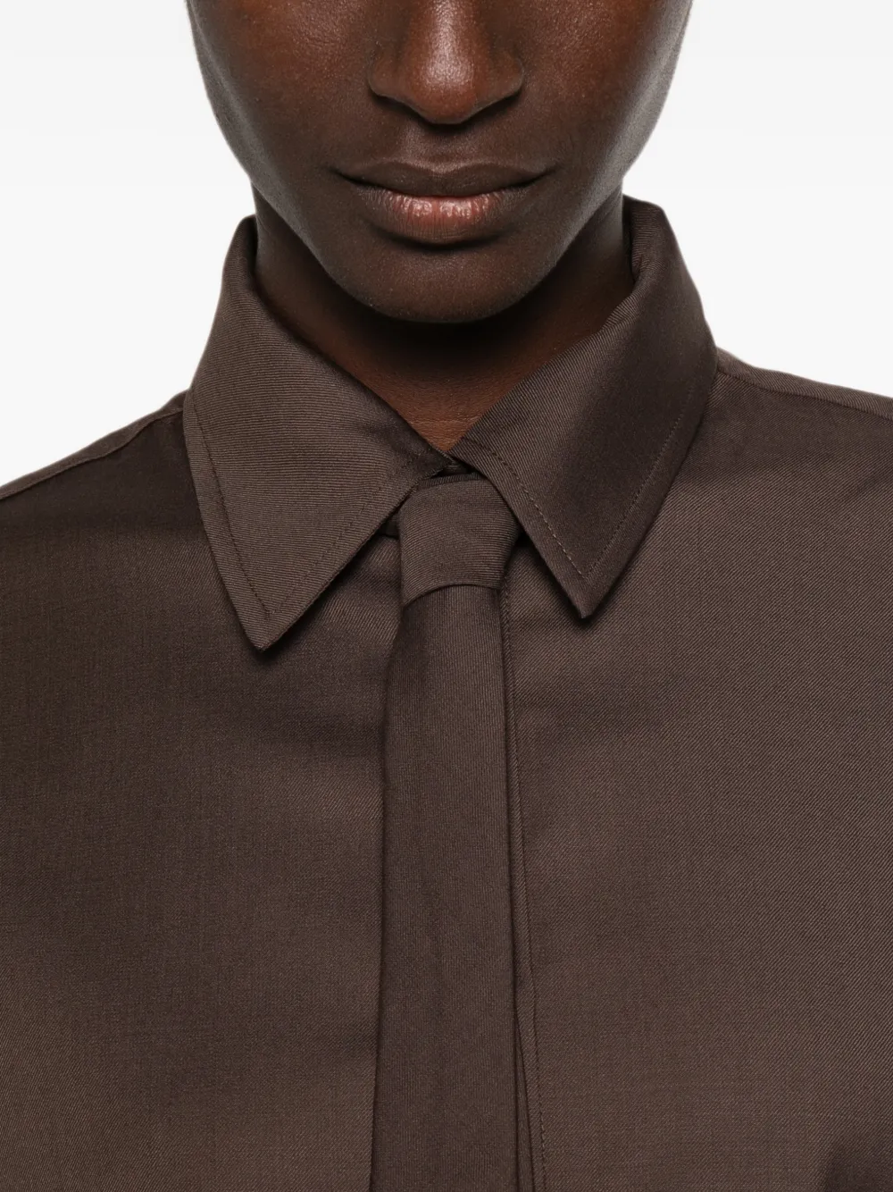 The Frankie Shop Peri Tie blouse met halsdetail Bruin