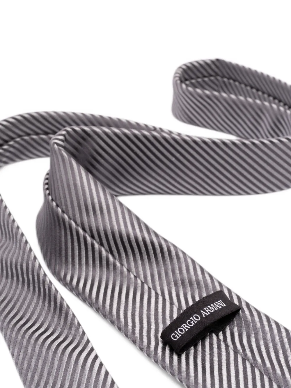 Giorgio Armani Gestreepte zijden stropdas Grijs