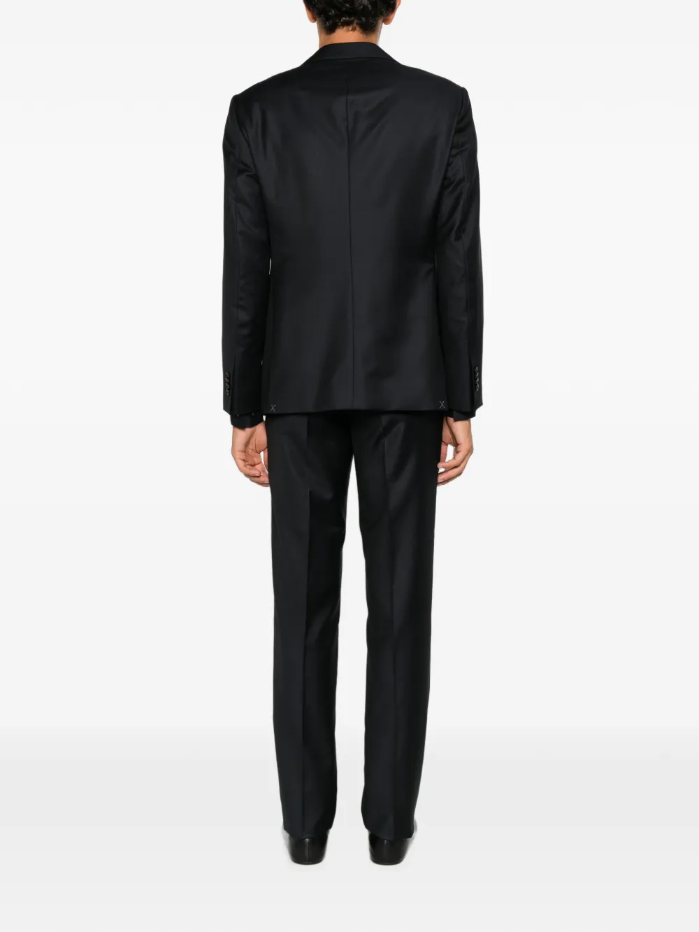 Giorgio Armani Soho pak met enkele rij knopen van scheerwol en kasjmier Blauw