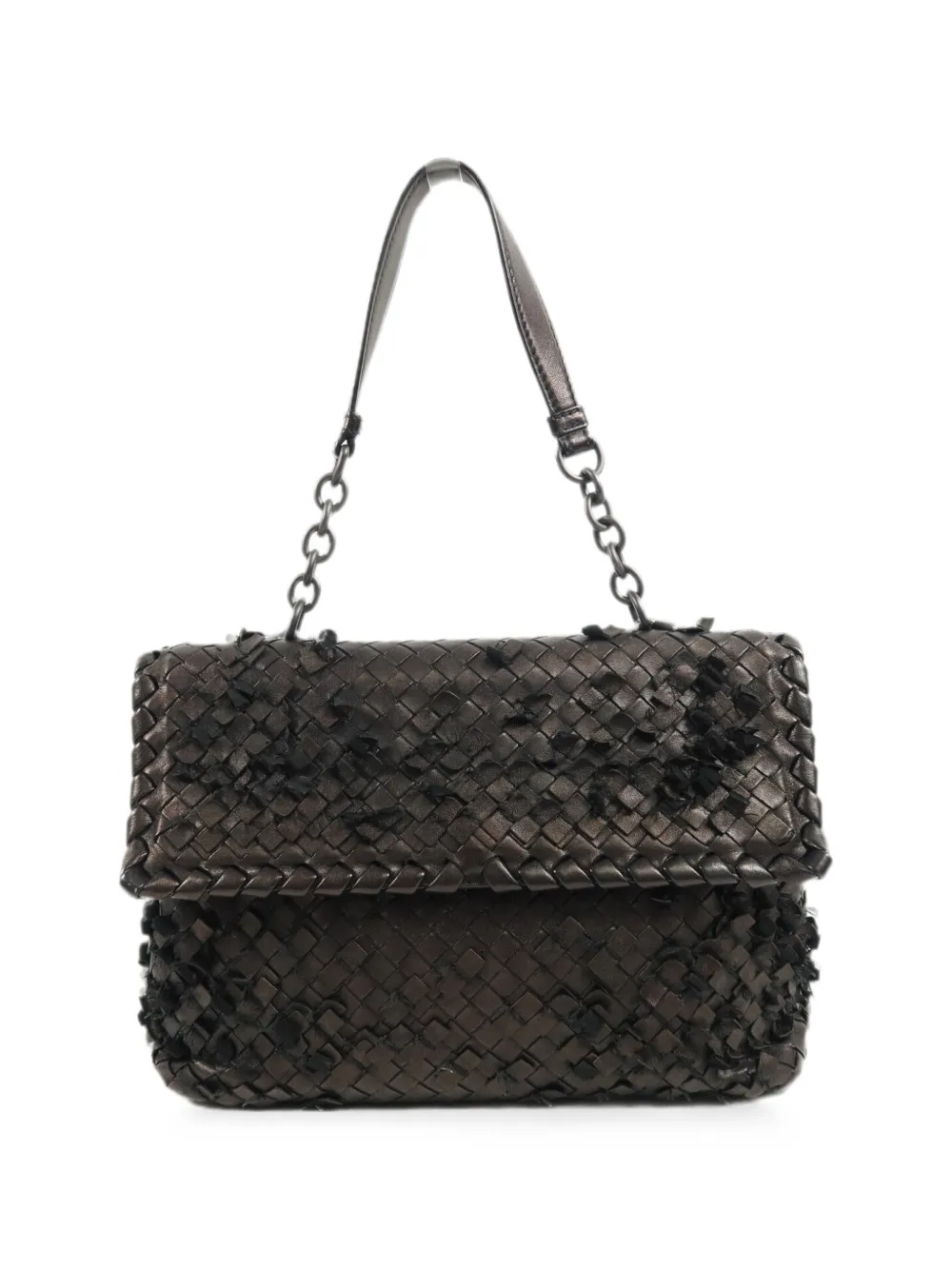 Bottega Veneta Pre-Owned Intrecciato chain shoulder bag - Brown