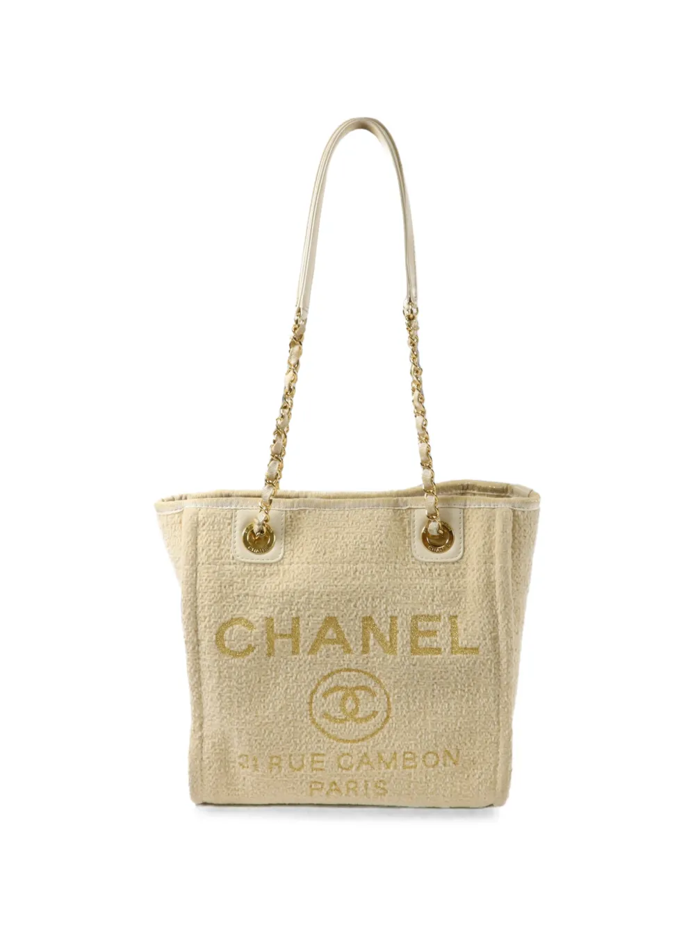 CHANEL Pre-Owned Deauville CC mini chain tote bag - Nude