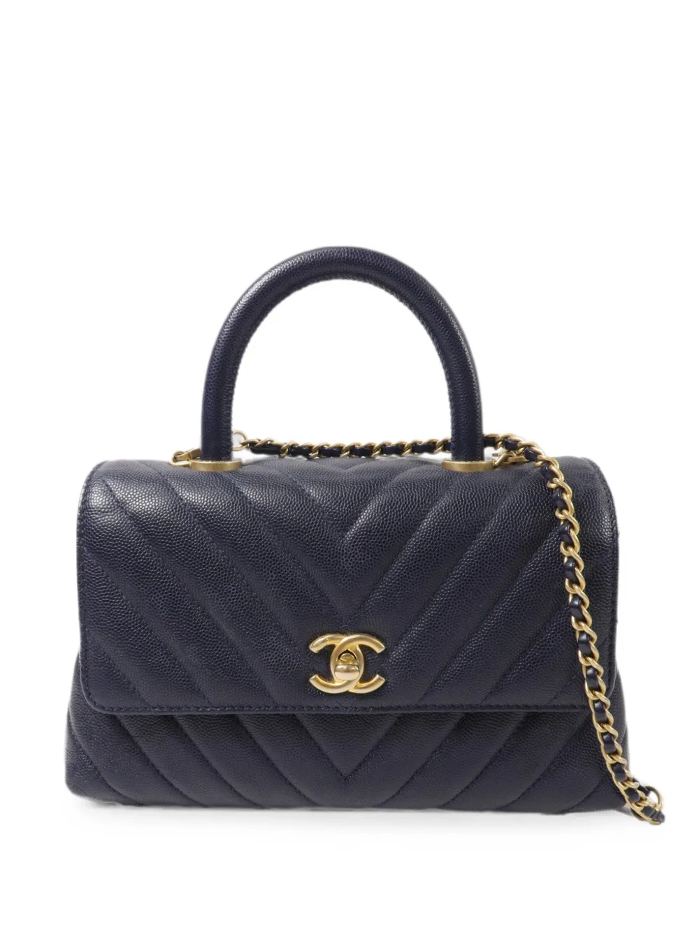 CHANEL Pre-Owned small Coco chevron-quilted handbag - Blu
