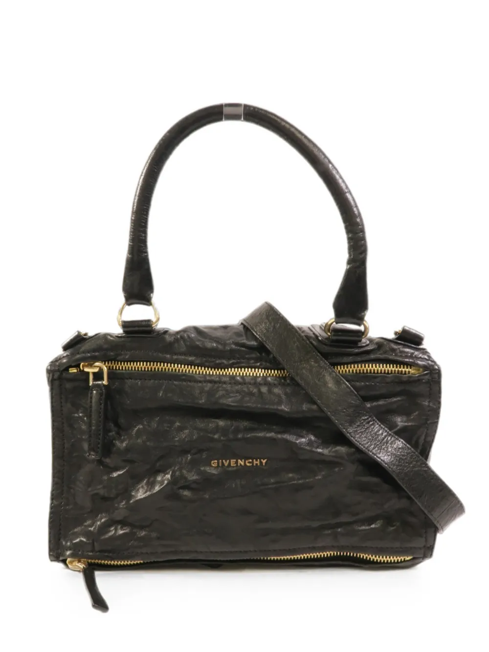 Pre-owned Givenchy Pandora Leather Shoulder Bag In Black