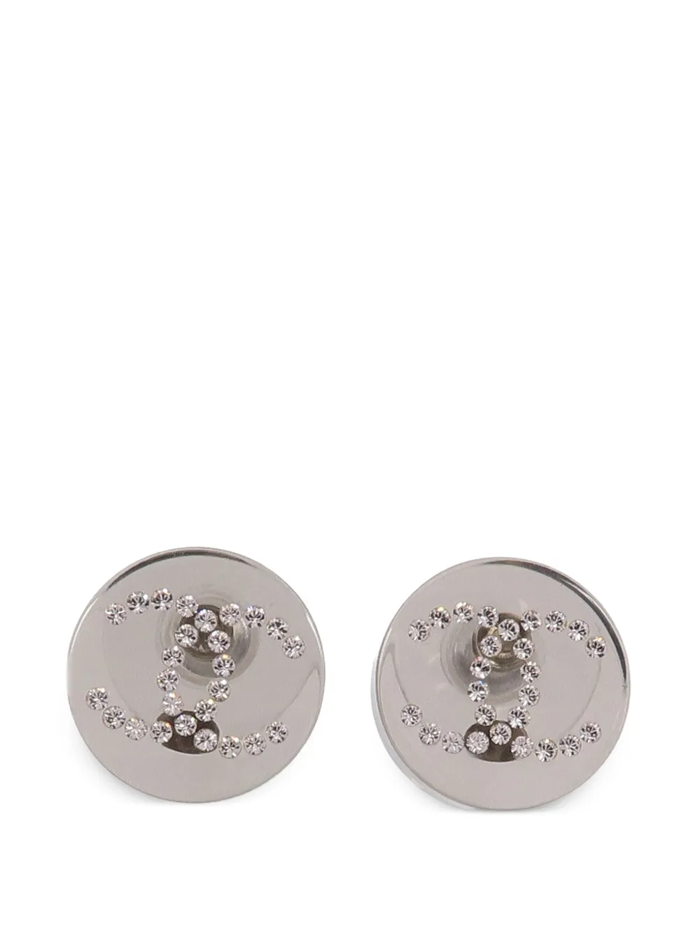 CHANEL Pre-Owned Interlocking CC crystal-embellished earrings - Argento