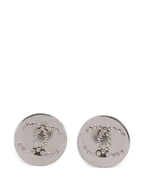 CHANEL Pre-Owned  Interlocking CC crystal-embellished earrings
