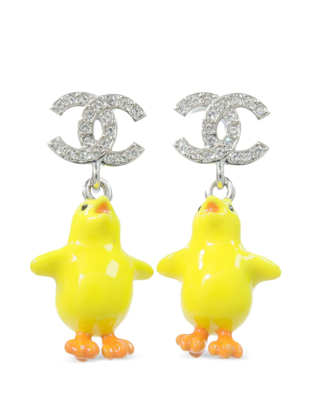 CHANEL Pre-Owned duck-drop earrings - Argento