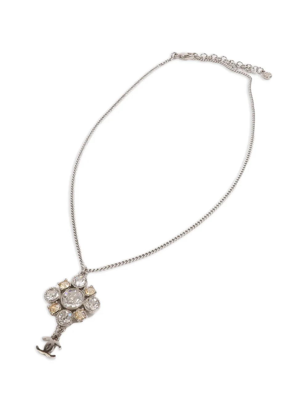 CHANEL Pre-Owned logo-pendant necklace - Argento