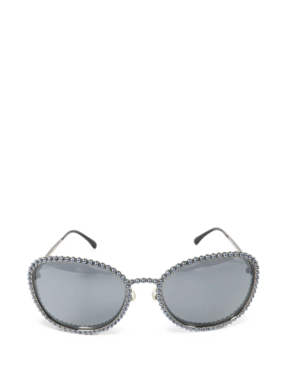 CHANEL Pre-Owned 2017 CC faux-pearl sunglasses - Grau