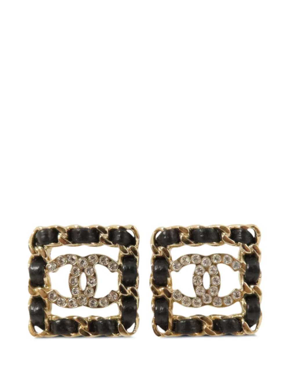 CHANEL Pre-Owned 2020 CC leather-chain earrings - Oro