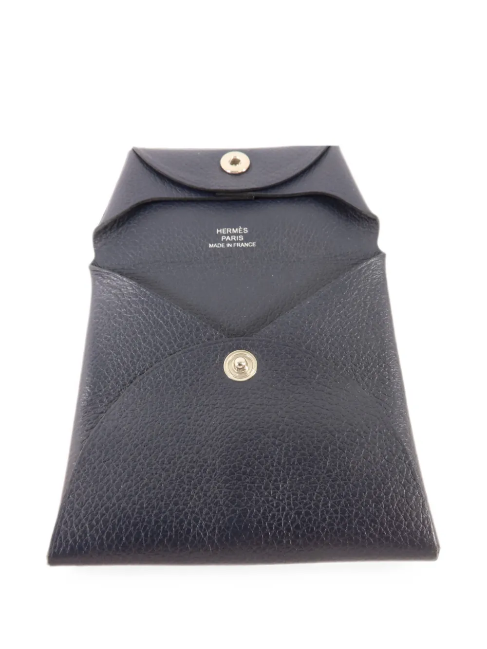 Pre-owned Hermes Bastia Evercolor Leather Card Case In Blue