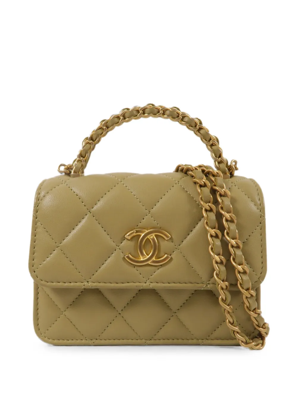 CHANEL Pre-Owned CC logo-plaque quilted tote bag - Verde