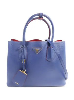 PRADA レザー ショルダーバッグ ブルー Prada Pre-Owned レザー ショルダーバッグ | ブルー | FARFETCH JP