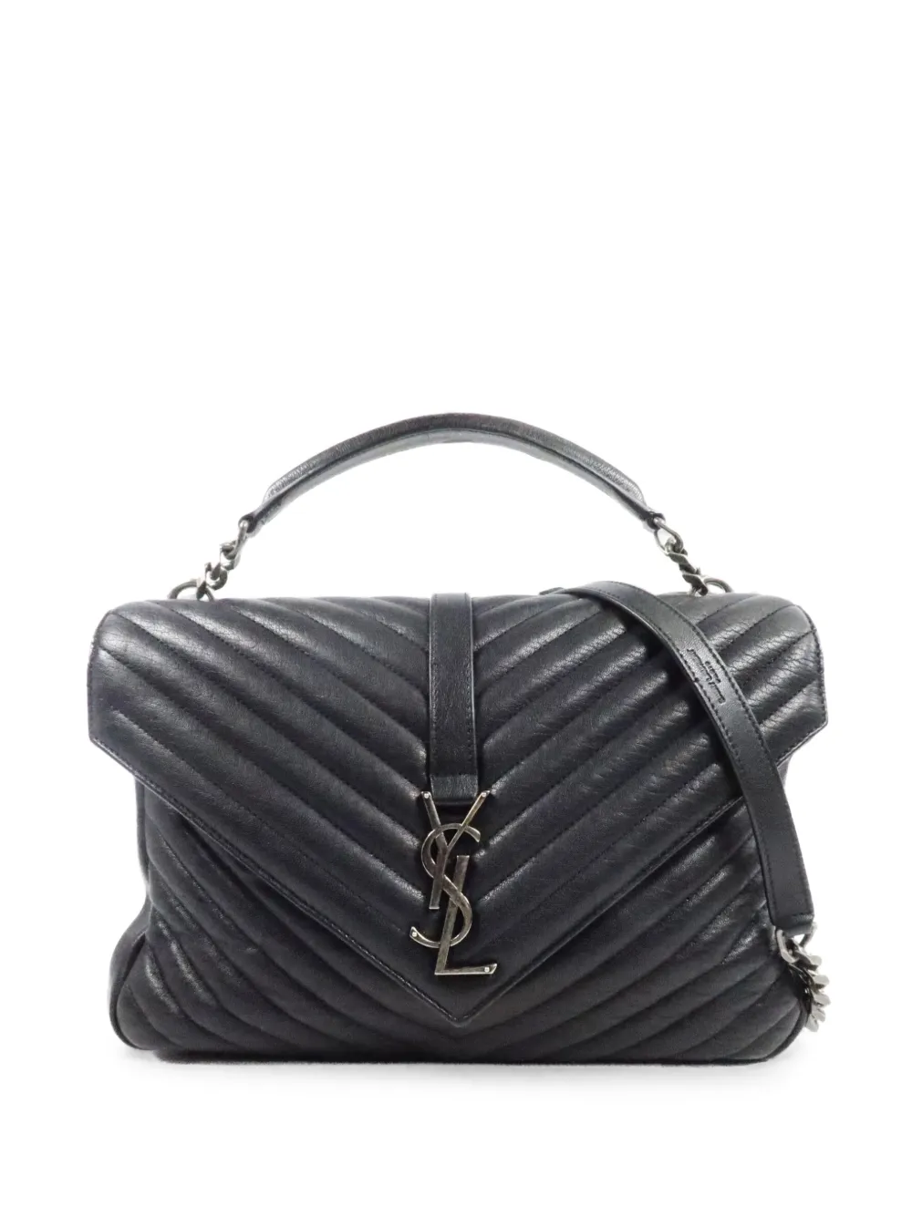 Saint Laurent Pre-Owned large College logo-plaque tote bag - Nero