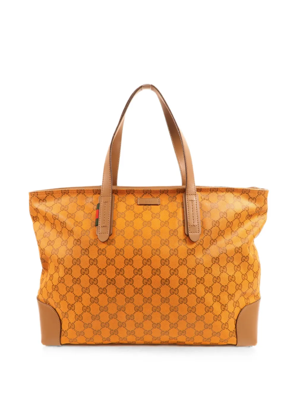 Gucci Pre-Owned GG leather-trim tote bag - Orange
