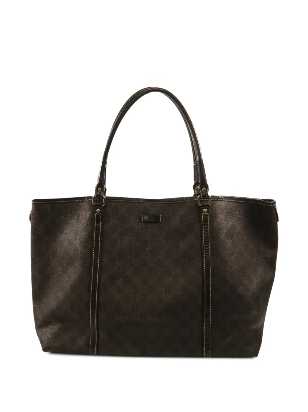 Gucci Pre-Owned GG leather-trim tote bag - Marrone