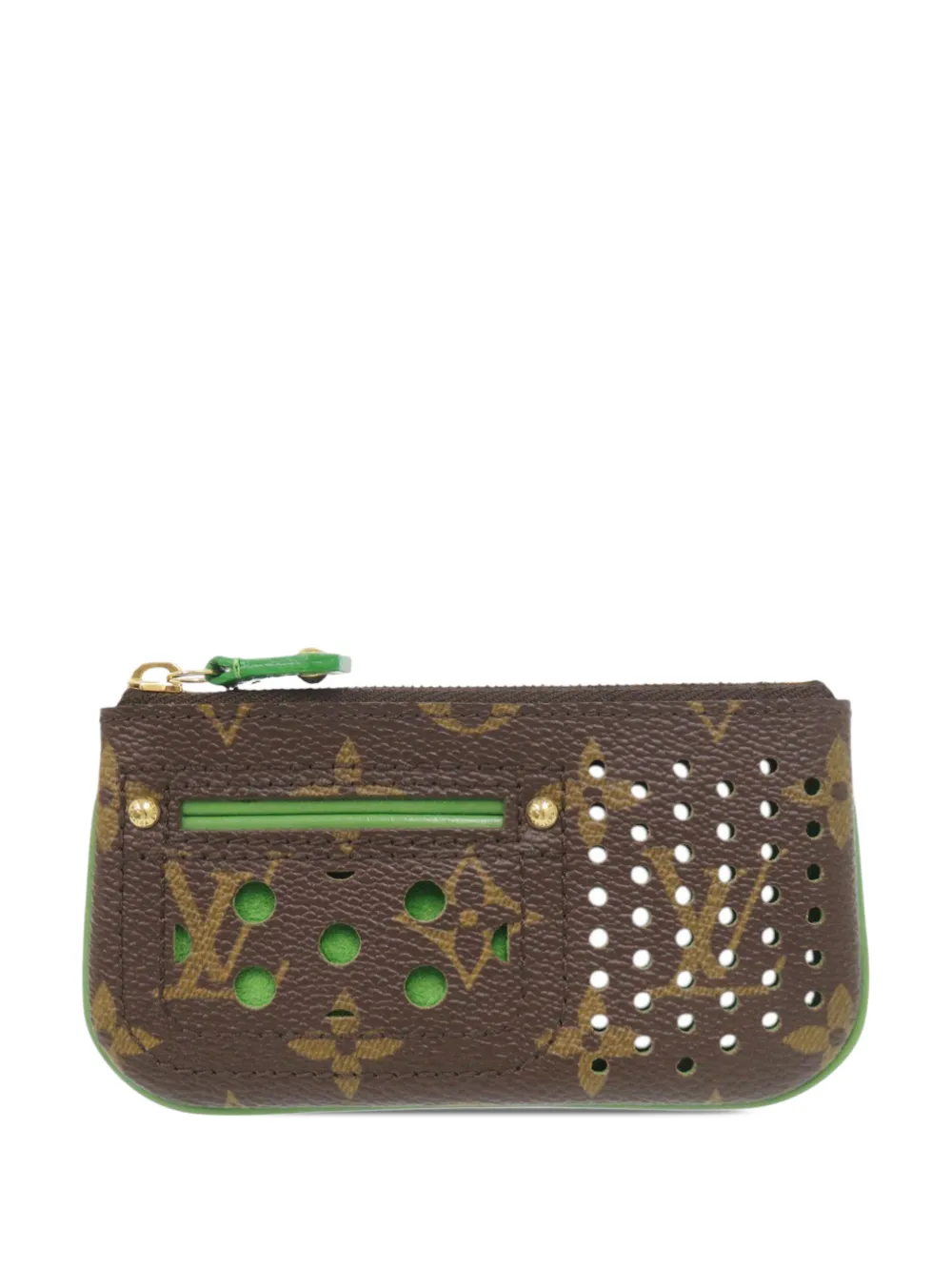 Pre-owned Louis Vuitton 2006 Monogram Perforated Pochette Cles Coin Pouch In 褐色