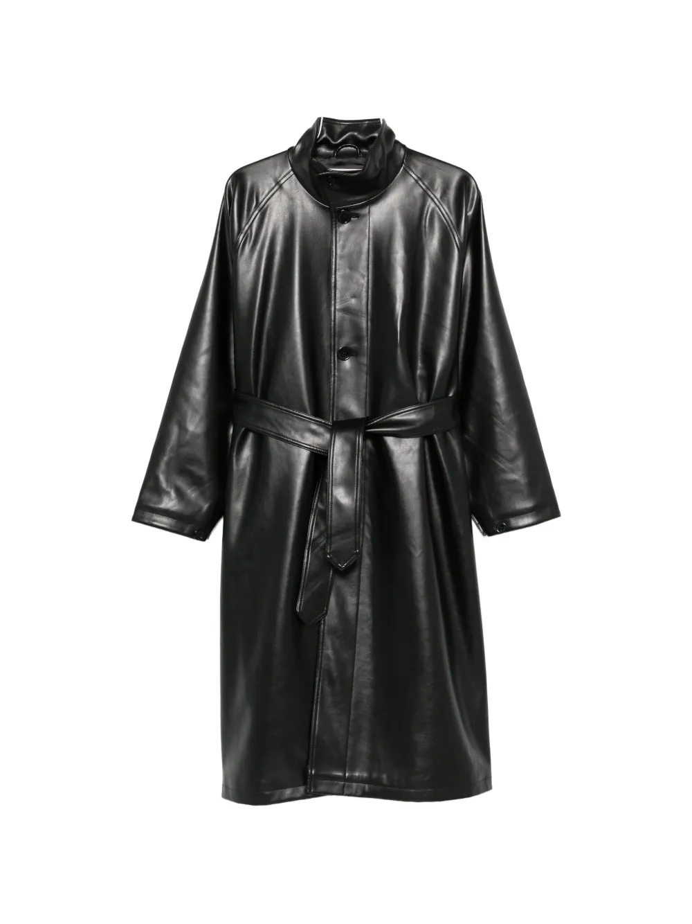 The Frankie Shop Calen belted faux-leather coat - Schwarz