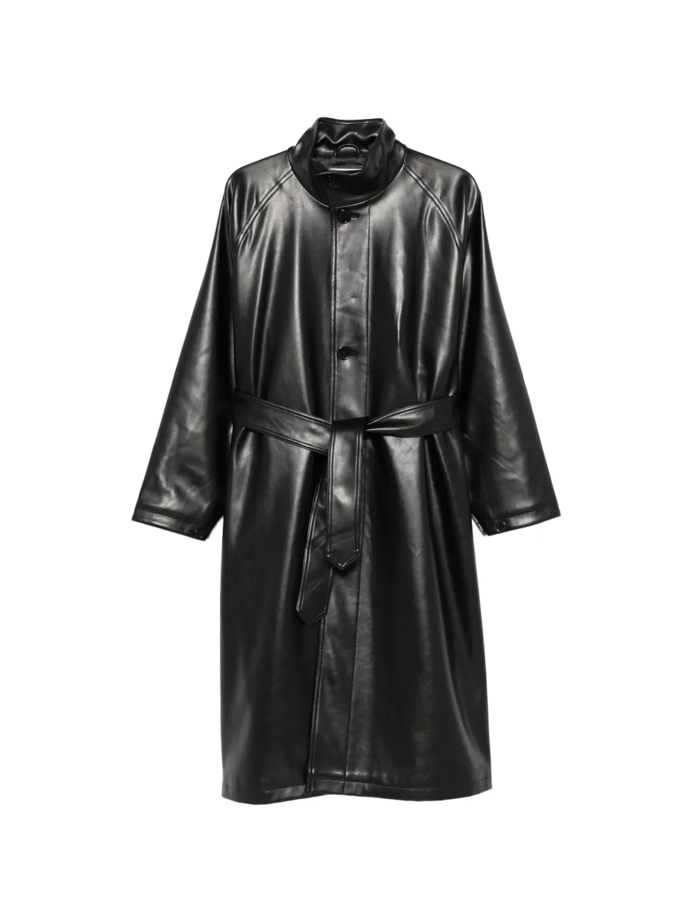 The Frankie Shop Calen belted faux-leather coat - Schwarz
