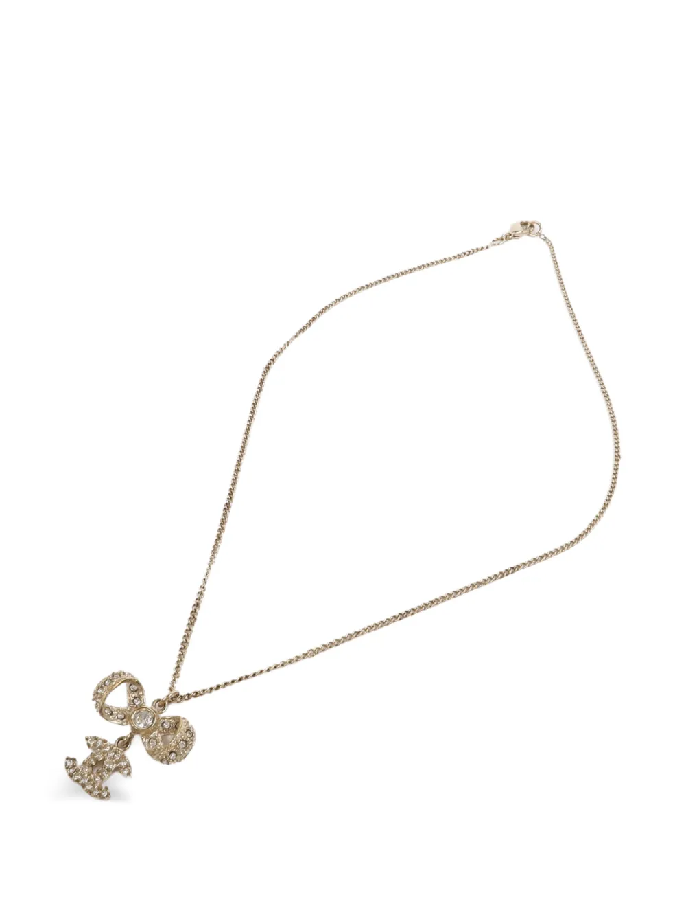 CHANEL Pre-Owned crystal CC bow necklace - Oro