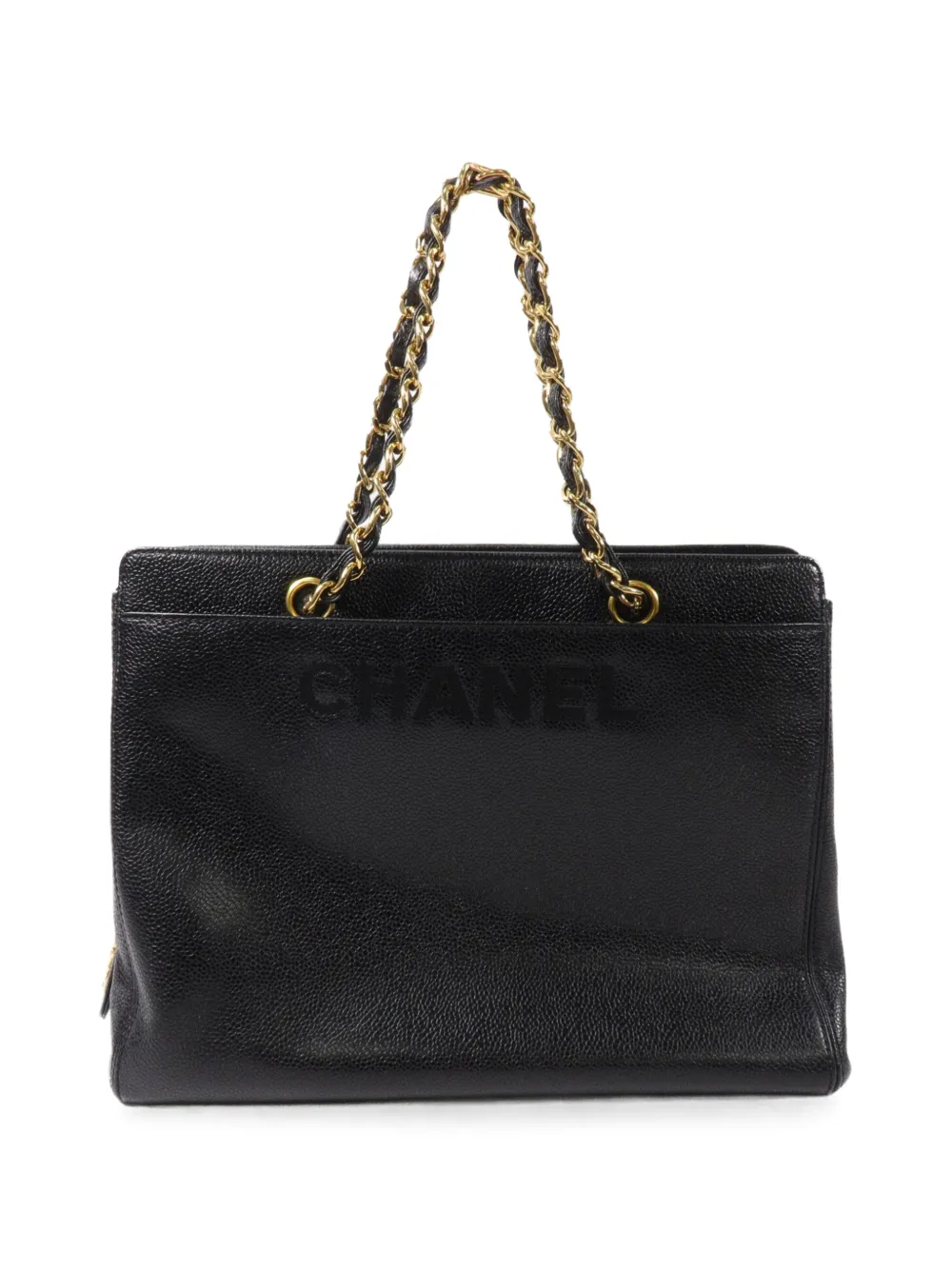 CHANEL Pre-Owned chain-link calf leather tote bag - Nero