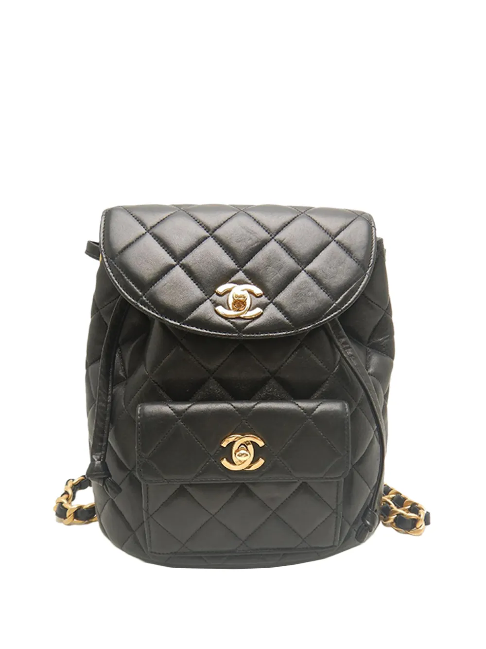 Pre-owned Chanel 1996-1997 Medium Quilted Lambskin Duma Backpack In Black