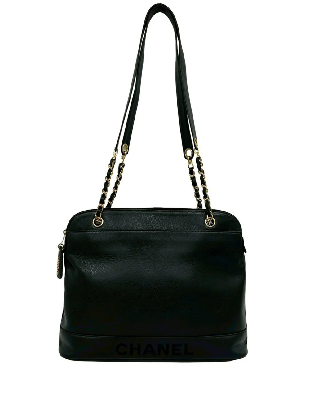 CHANEL Pre-Owned 1996-1997 Caviar Logo Chain shoulder bag - Black