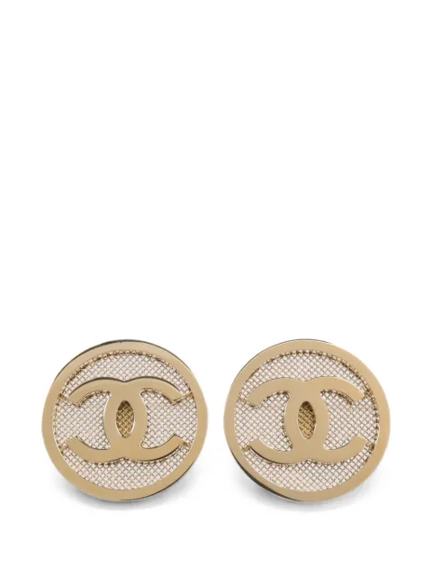 CHANEL Pre-Owned CC logo mesh stud earrings