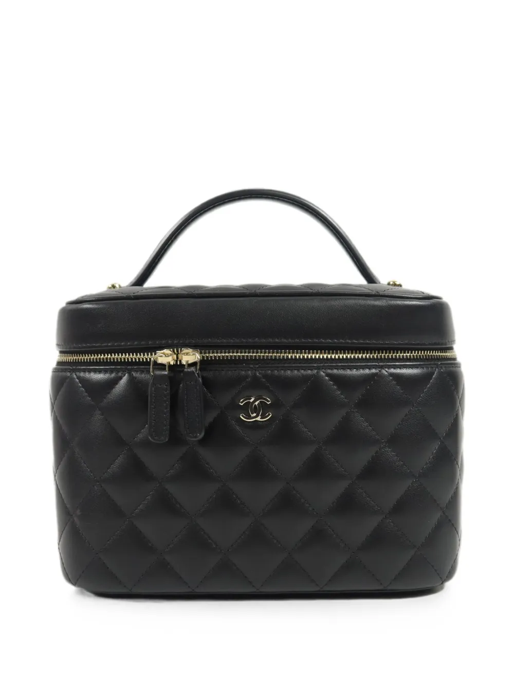 CHANEL Pre-Owned CC logo-detail diamond-quilted vanity bag - Black