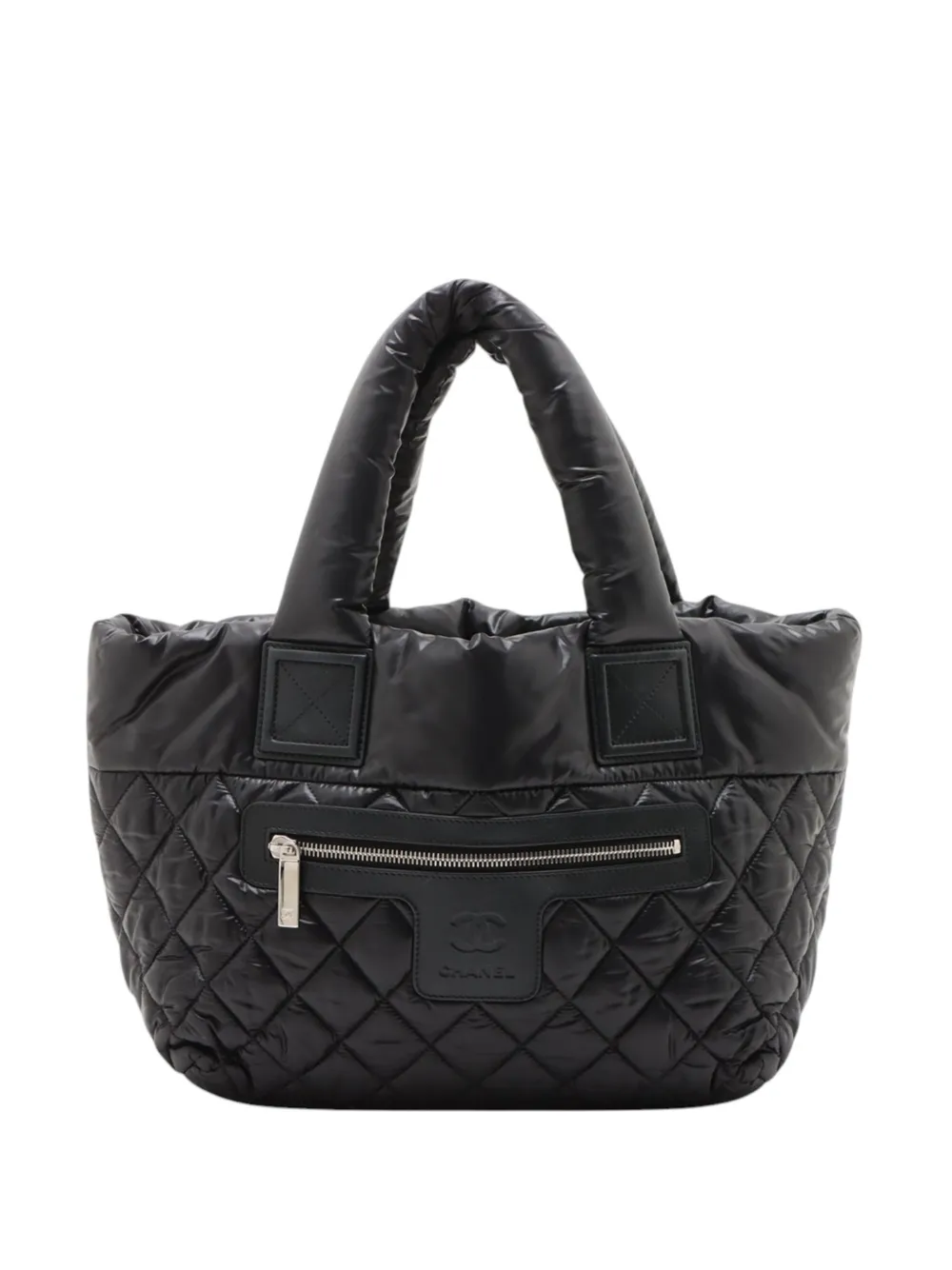 Pre-owned Chanel 2011 Small Quilted Nylon Coco Cocoon Tote Bag In Black