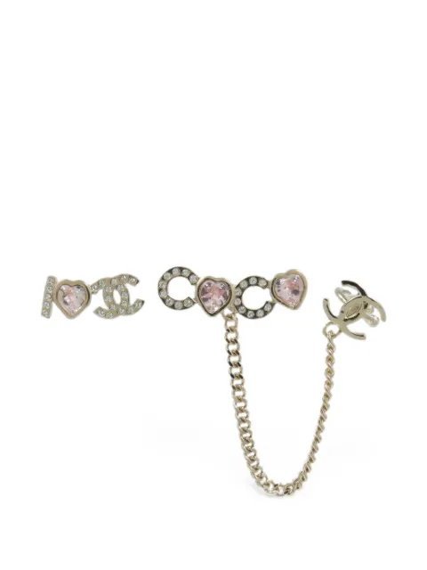 CHANEL Pre-Owned CC heart-detail earrings