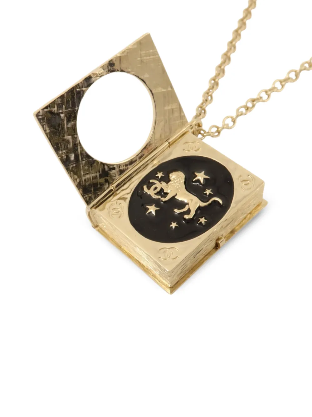 CHANEL Pre-Owned Lion book locket necklace - Oro