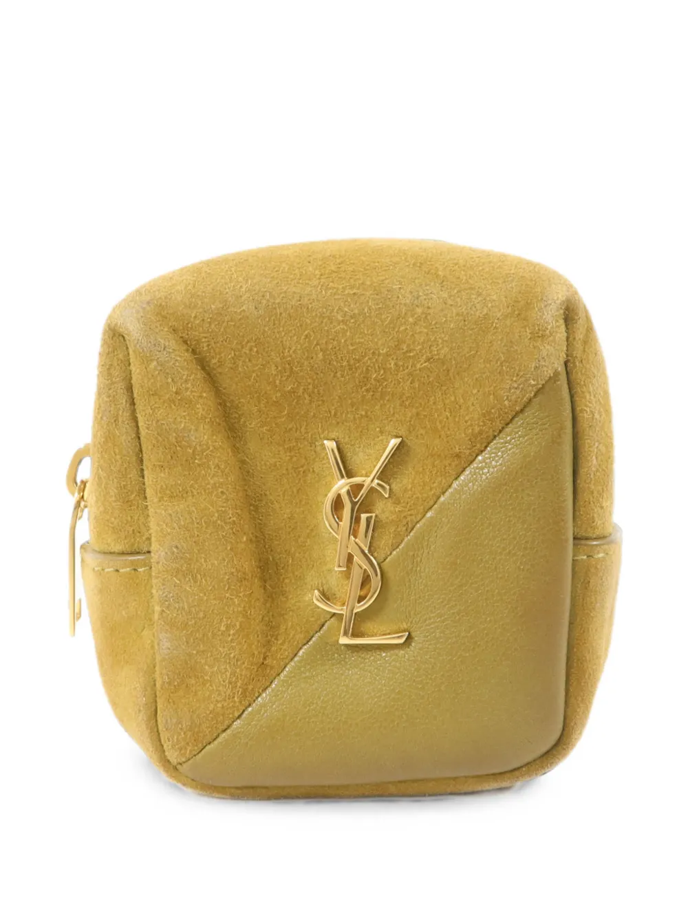 Saint Laurent Pre-Owned logo-plaque suede pouch - Verde