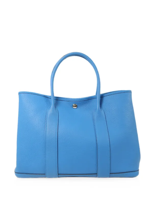 Hermès Pre-owned 2020 Garden Party PM Negonda Leather Tote Bag in Blue