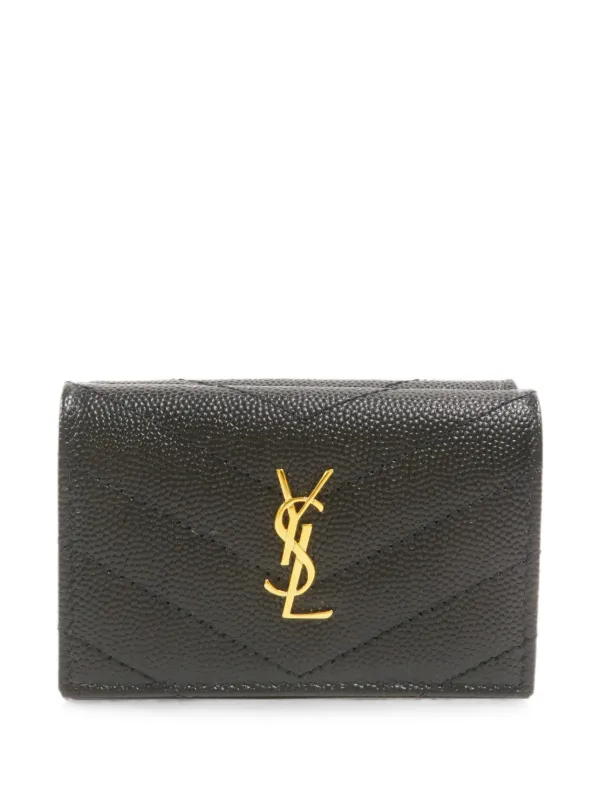 Saint Laurent Pre-owned Cassandre Matelasse Wallet in Black