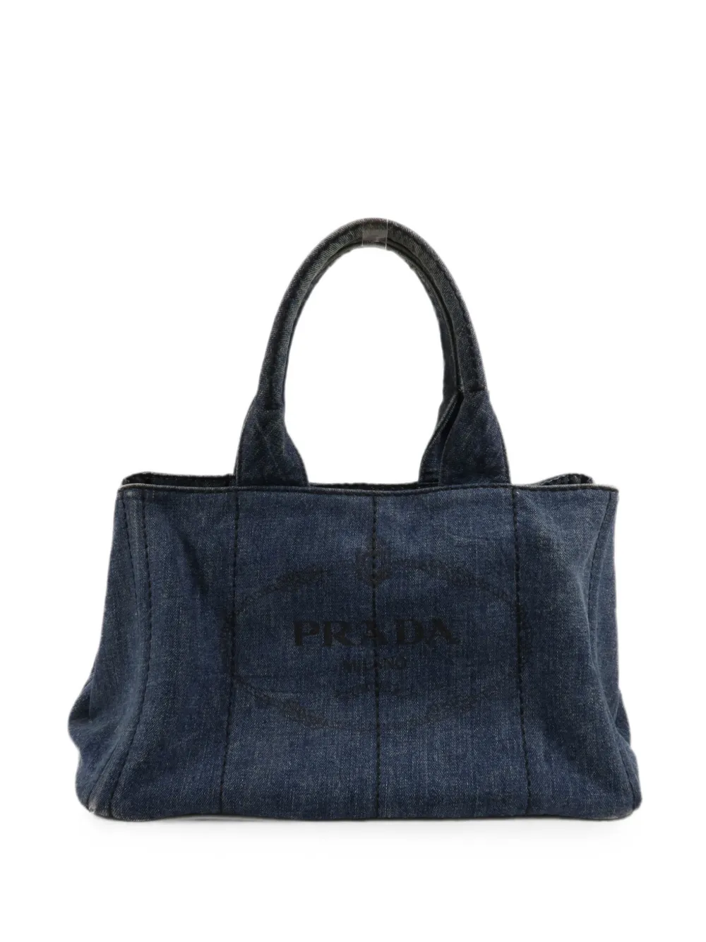 Prada Pre-Owned denim logo-print tote bag - Blue