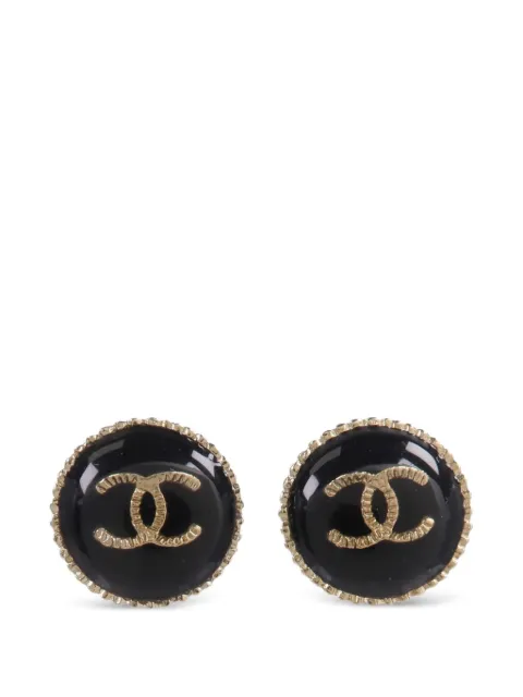 CHANEL Pre-Owned aretes CC de metal